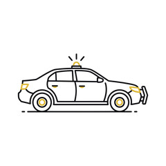 Police Car Icon, Law Enforcement Vehicle, Emergency Service, Modern Line Art © afgan