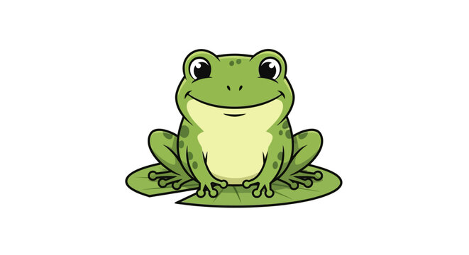 Smiling Green Frog Sitting Upright.