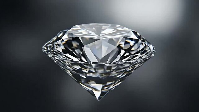 A sparkling faceted gemstone reflects light against a dark gradient background