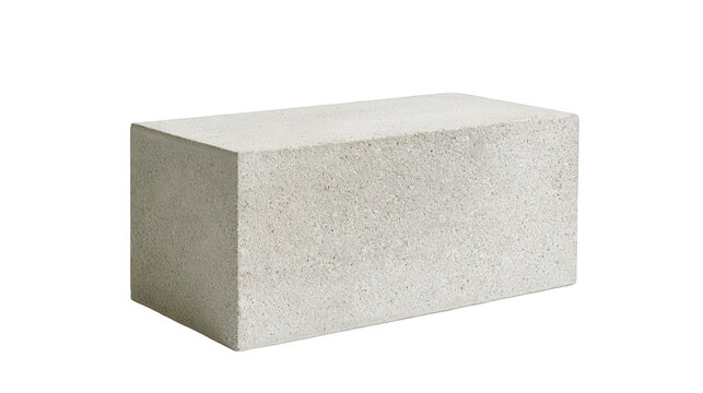 single light gray concrete block with granular texture isolated on transparent background