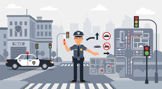 Police Officer Directing Traffic Flow 1.