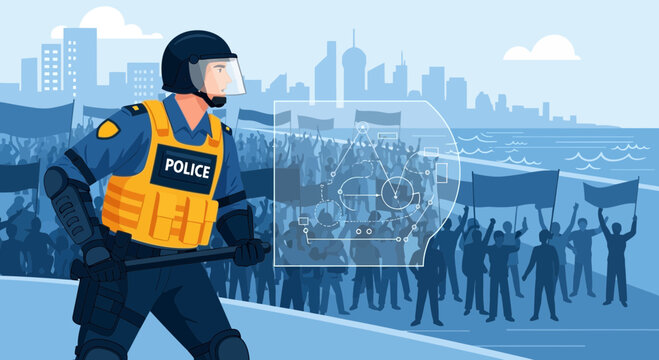 Police officer in riot gear running 1.