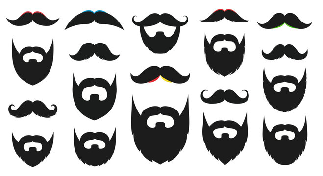 Diverse Beard Styles and Moustaches Collection Vector Illustration