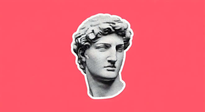 Greek and Roman statue collage with mythological tones &ndash; abstract renaissance patterns meet modern art and classic elegance
