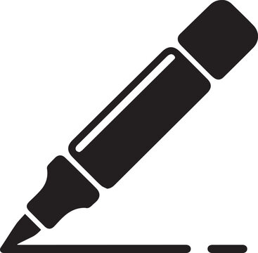 Black marker pen icon isolated on plain background Vector