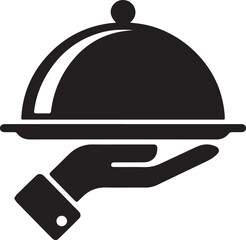Fototapeta premium Hand holding a silver serving tray with a lid Vector