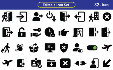 Obraz premium 32 editable icon set with white background user interface security and communication symbols