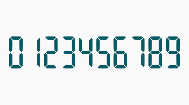 Digital Number Set: A clear, close-up view presents a complete set of digital numbers, each meticulously rendered, perfect for various numerical applications.