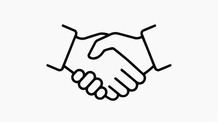 Fototapeta premium Handshake of Agreement: Depicting a clean, simple line drawing of two hands clasped in a firm handshake, symbolizing a completed agreement or the start of a partnership.