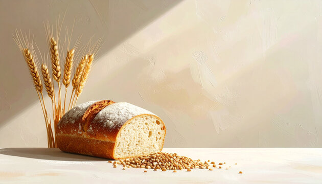 Versgebakken brood met tarwestengels