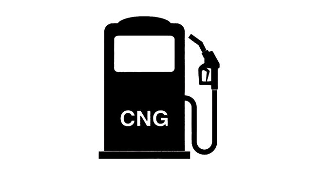 Minimal black silhouette icon, simple flat vector, bold black shape, no, no shading cng gas station pump icon on a, flat icon style