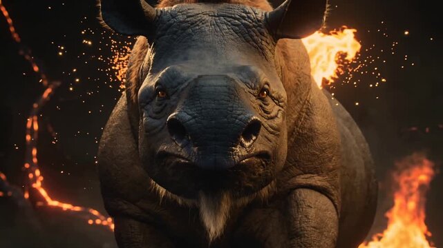 Rhinoceros in Fire and Smoke