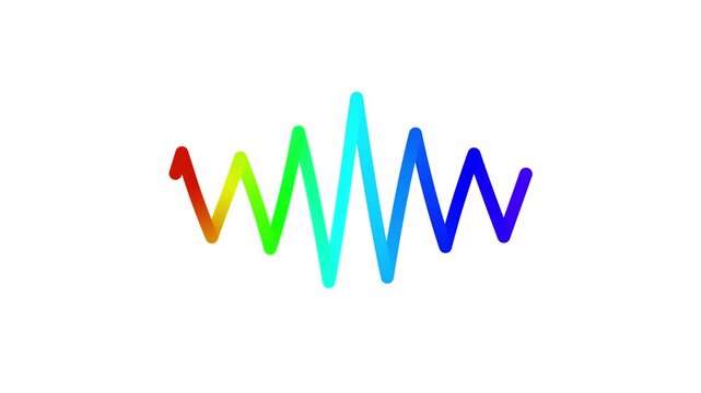 Animated multicolored zigzag waveform line oscillating seamlessly on a white background for motion design and digital decoration projects