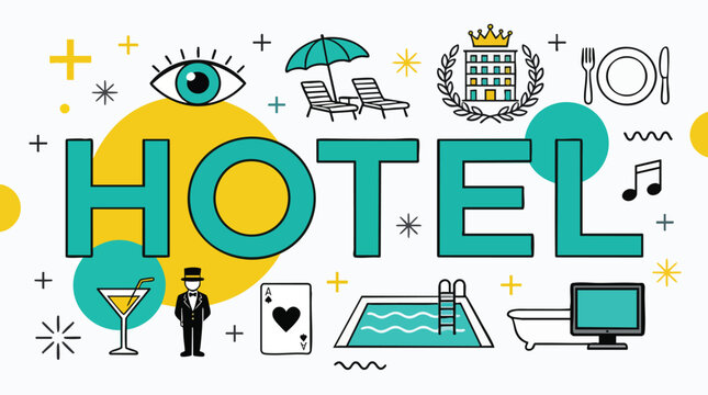 Luxury Hotel and Hospitality Service Concept Vector Illustration with Travel Icons