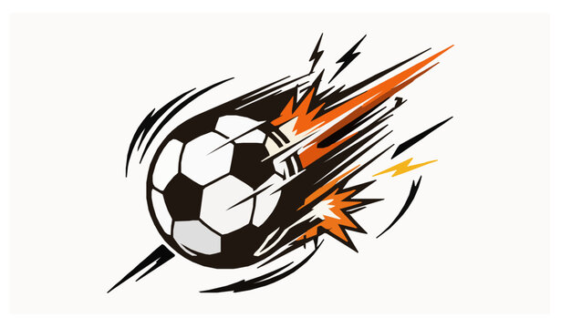 Dynamic soccer ball comic graphic with speed motion lines isolated sports vector
