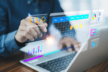 Fototapeta premium Business analytics and data visualization dashboard with interactive touch interface,data visualization, dashboard, KPI, data analysis, financial data, business intelligence