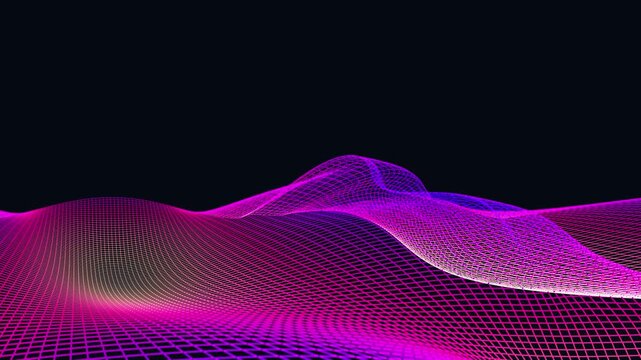 Vibrant pink and purple wireframe waves seamless loop