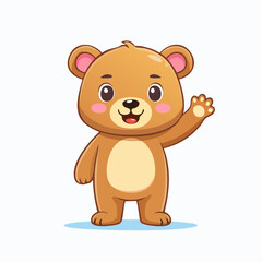 Fototapeta premium Adorable baby bear waving hello isolated on white background