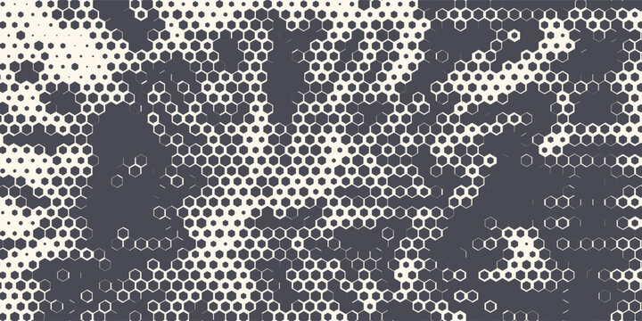 Hexagon Shapes Vector Abstract Geometric Technology Retrowave Sci-Fi Texture Isolated on Light Background. Halftone Hex Retro Simple Pattern. Eps10