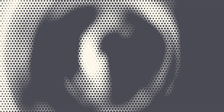 Hexagon Shapes Vector Abstract Geometric Technology Retrowave Sci-Fi Texture Isolated on Light Background. Halftone Hex Retro Simple Pattern. Eps10