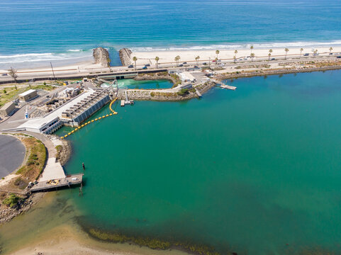 Aerial View Of Carlsbad Desalination Plant And Pacific Ocean