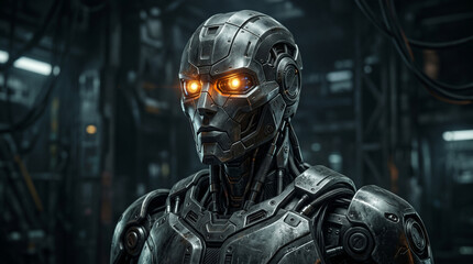 Fototapeta premium robot with golden eyes
