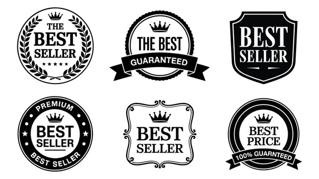 Best Seller Badges Set Vintage Labels Premium Quality Guarantee Stamp Collection
