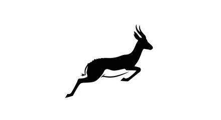 Fototapeta premium Black silhouette of a running antelope.