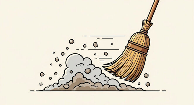 Cleaning Tool Broom Sweeping Dust and Debris.