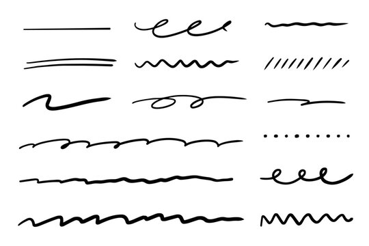 手書きのラインセット_黒