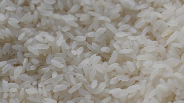 Close-up of raw white rice grains texture