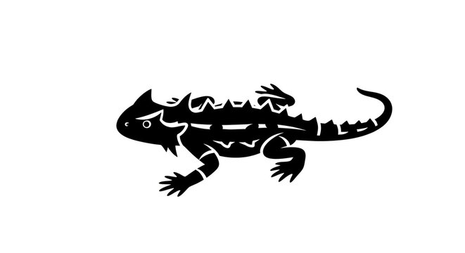 Black lizard silhouette isolated white.