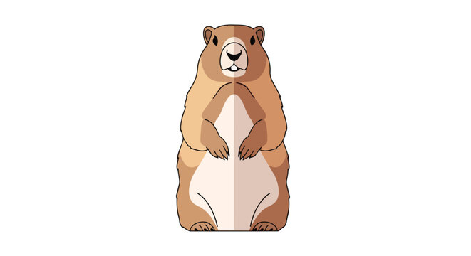 Standing Marmot Illustration Isolated on White Background for Wildlife and Nature Design