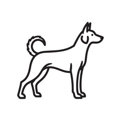 Obraz premium Minimalist outline graphic of a standing dog pet illustration with domestic