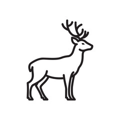 Fototapeta premium Elegant minimalist deer silhouette icon with antlers outline graphic, silhouette