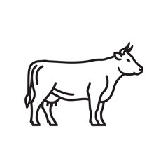 Fototapeta premium Black and white cow outline illustration vector with livestock, agriculture