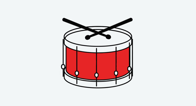 Red Snare Drum with Drumsticks on Top.