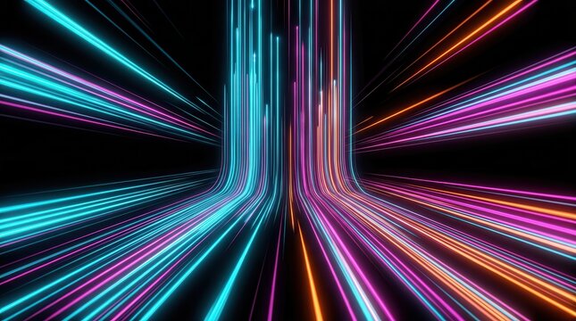 Abstract glowing lines represent an optical data concept on a dark background.