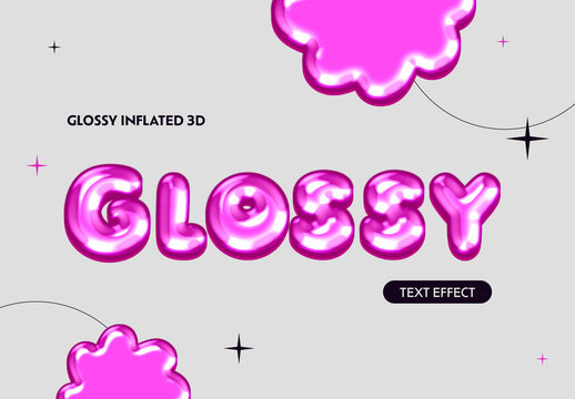 Glossy Metallic Inflated 3d Text Effect