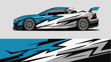 Obraz premium Blue and white sports car design.