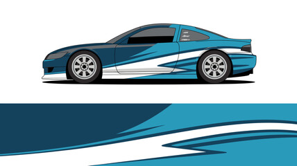 Obraz premium Blue sports car side view.