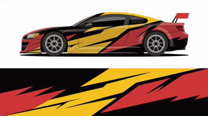Red Yellow Black Racing Sports Car. © IP STOCK