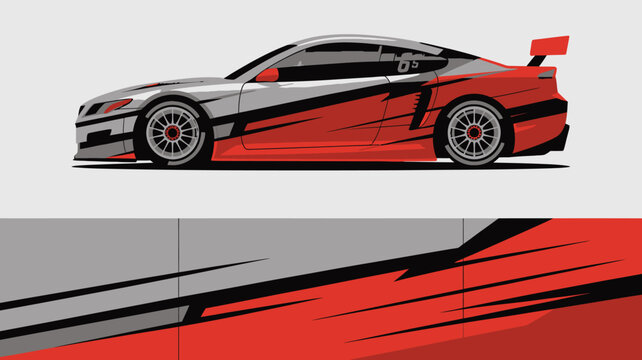 Red and black sports car side.