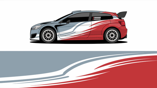 Red and silver sports car side view.