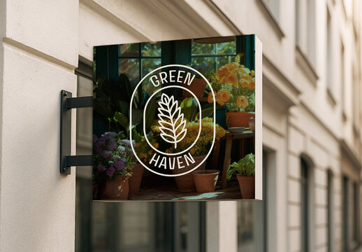 Outdoor Logo Sign Banner Mockup