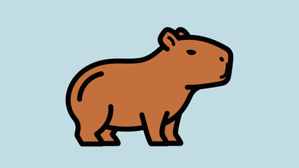 Obraz premium Cartoon Capybara Illustration Simple Design.