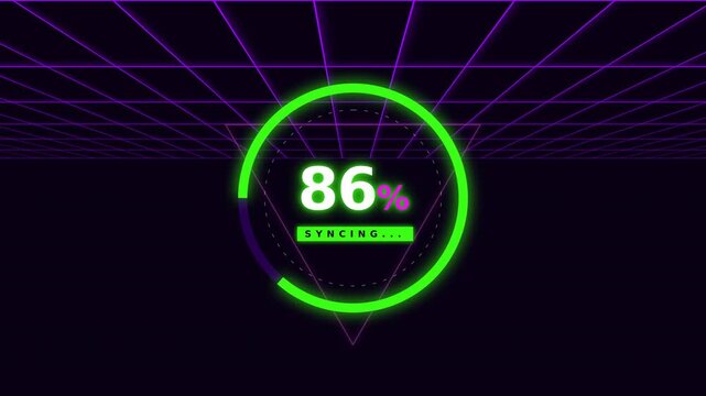 Retro Syncing Progress Animation Complete