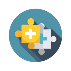 Obraz premium Health symbol formed by connected puzzle pieces with plus signs