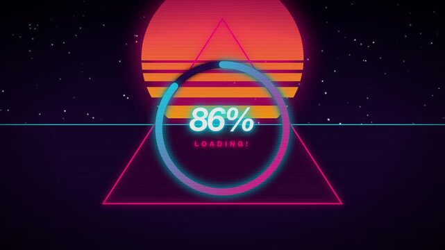 Retro Sunset Loading Bar Animation Synthwave Style
