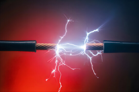 Electric arc jumping between two exposed copper wire ends